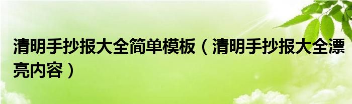 清明手抄報大全簡單模板（清明手抄報大全漂亮內(nèi)容）