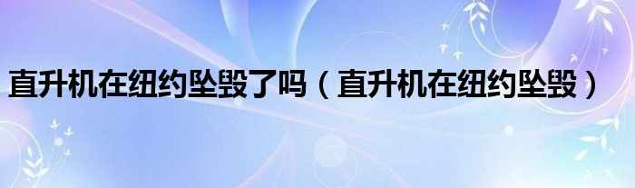 直升機(jī)在紐約墜毀了嗎（直升機(jī)在紐約墜毀）