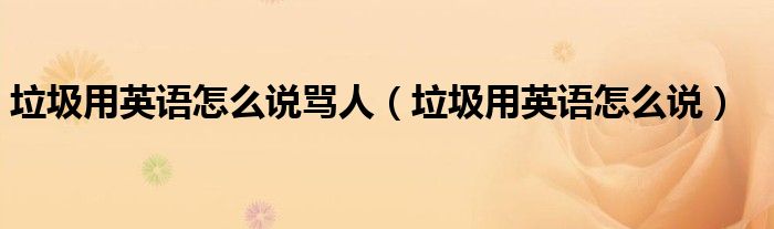 垃圾用英語(yǔ)怎么說罵人（垃圾用英語(yǔ)怎么說）