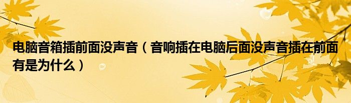 電腦音箱插前面沒聲音（音響插在電腦后面沒聲音插在前面有是為什么）