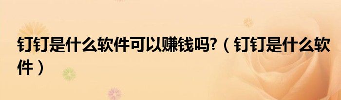 釘釘是什么軟件可以賺錢嗎?（釘釘是什么軟件）