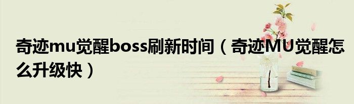奇跡mu覺醒boss刷新時(shí)間（奇跡MU覺醒怎么升級(jí)快）