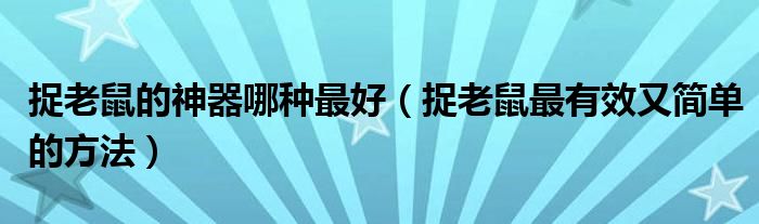 捉老鼠的神器哪種最好（捉老鼠最有效又簡(jiǎn)單的方法）