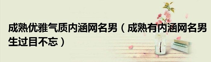 成熟優(yōu)雅氣質(zhì)內(nèi)涵網(wǎng)名男（成熟有內(nèi)涵網(wǎng)名男生過目不忘）