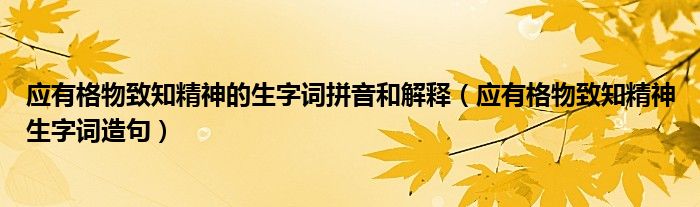 應有格物致知精神的生字詞拼音和解釋（應有格物致知精神生字詞造句）