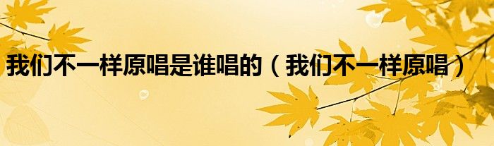 我們不一樣原唱是誰唱的（我們不一樣原唱）