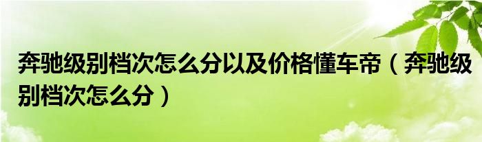 奔馳級(jí)別檔次怎么分以及價(jià)格懂車帝（奔馳級(jí)別檔次怎么分）