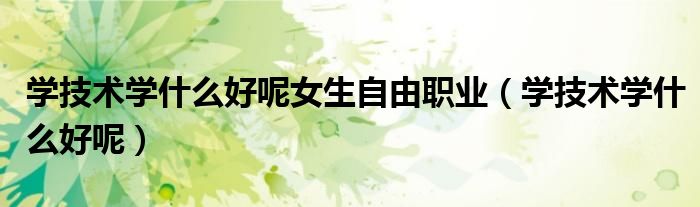 學(xué)技術(shù)學(xué)什么好呢女生自由職業(yè)（學(xué)技術(shù)學(xué)什么好呢）