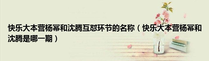 快樂大本營楊冪和沈騰互懟環(huán)節(jié)的名稱（快樂大本營楊冪和沈騰是哪一期）