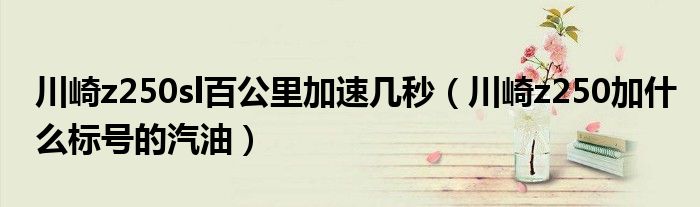 川崎z250sl百公里加速幾秒（川崎z250加什么標號的汽油）