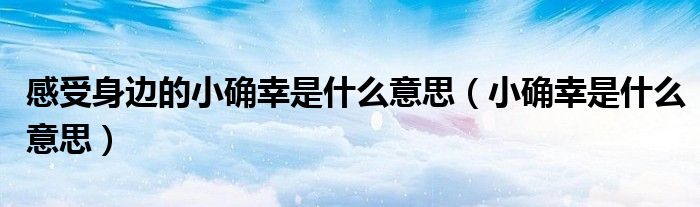 感受身邊的小確幸是什么意思（小確幸是什么意思）