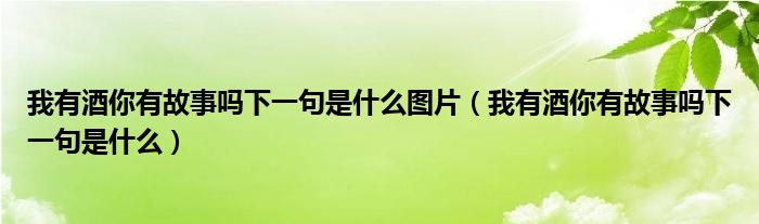 我有酒你有故事嗎下一句是什么圖片（我有酒你有故事嗎下一句是什么）