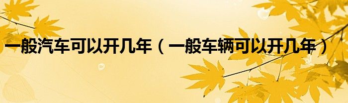 一般汽車可以開幾年（一般車輛可以開幾年）