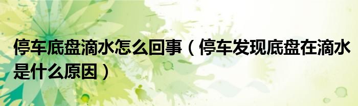 停車底盤滴水怎么回事（停車發(fā)現(xiàn)底盤在滴水是什么原因）