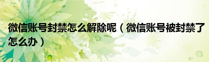 微信賬號封禁怎么解除呢（微信賬號被封禁了怎么辦）