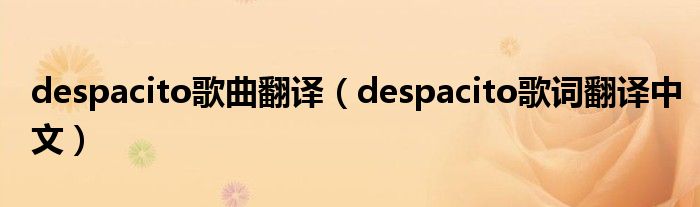 despacito歌曲翻譯（despacito歌詞翻譯中文）