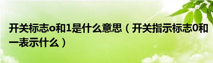 開(kāi)關(guān)標(biāo)志o和1是什么意思（開(kāi)關(guān)指示標(biāo)志0和一表示什么）