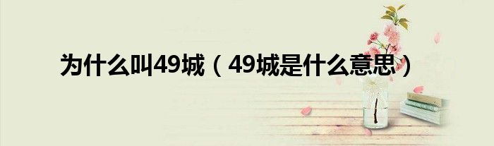 為什么叫49城（49城是什么意思）