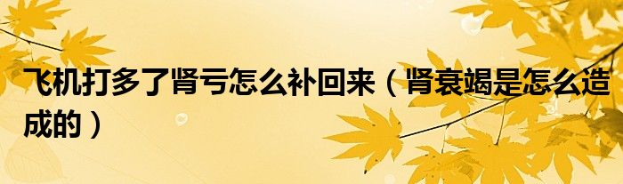 飛機(jī)打多了腎虧怎么補(bǔ)回來(lái)（腎衰竭是怎么造成的）