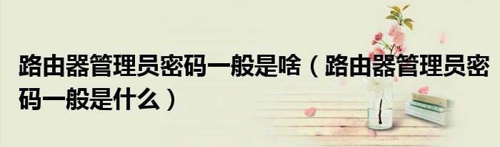 路由器管理員密碼一般是啥（路由器管理員密碼一般是什么）