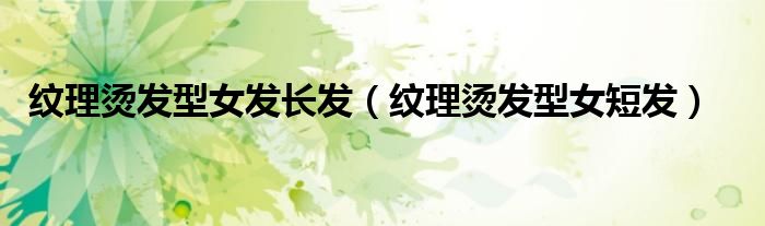 紋理燙發(fā)型女發(fā)長發(fā)（紋理燙發(fā)型女短發(fā)）