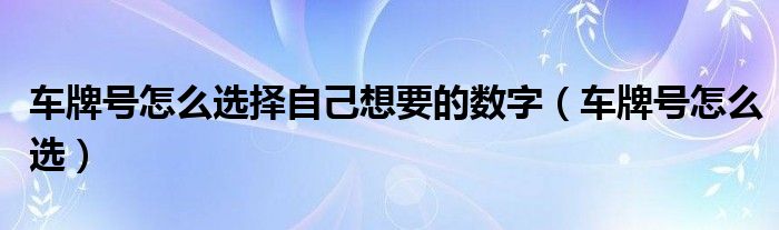 車牌號(hào)怎么選擇自己想要的數(shù)字（車牌號(hào)怎么選）