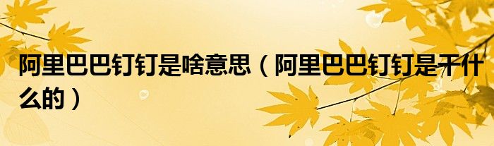 阿里巴巴釘釘是啥意思（阿里巴巴釘釘是干什么的）