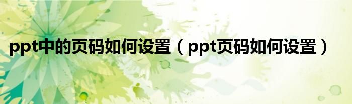 ppt中的頁碼如何設置（ppt頁碼如何設置）