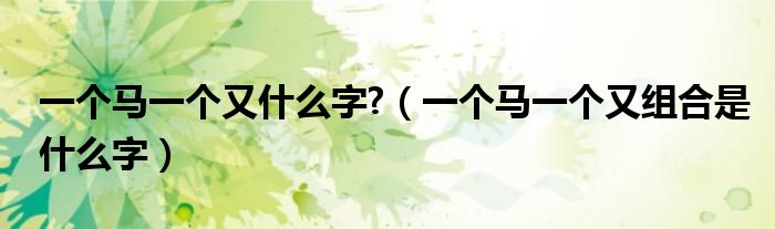 一個(gè)馬一個(gè)又什么字?（一個(gè)馬一個(gè)又組合是什么字）