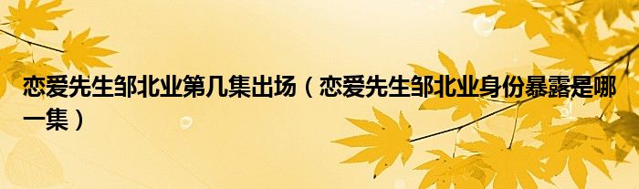 戀愛先生鄒北業(yè)第幾集出場（戀愛先生鄒北業(yè)身份暴露是哪一集）