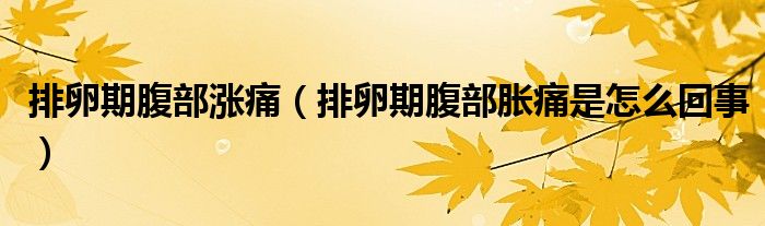 排卵期腹部漲痛（排卵期腹部脹痛是怎么回事）