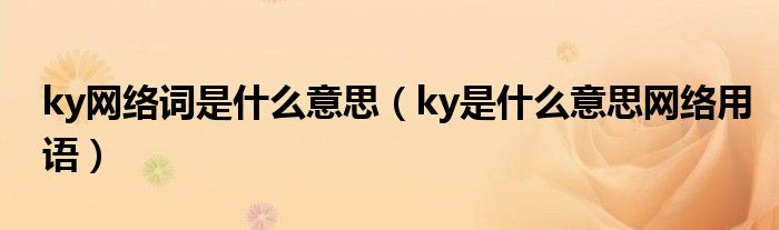 ky網(wǎng)絡(luò)詞是什么意思（ky是什么意思網(wǎng)絡(luò)用語(yǔ)）