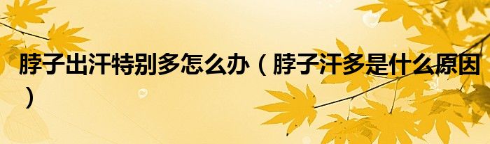 脖子出汗特別多怎么辦（脖子汗多是什么原因）