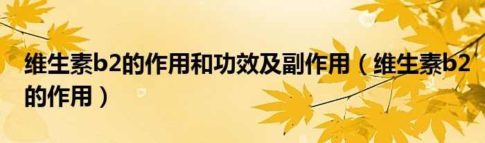 維生素b2的作用和功效及副作用（維生素b2的作用）