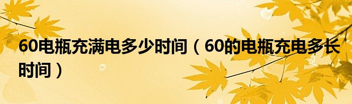 60電瓶充滿電多少時間（60的電瓶充電多長時間）