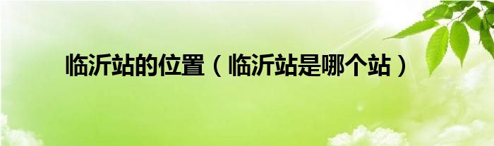 臨沂站的位置（臨沂站是哪個(gè)站）
