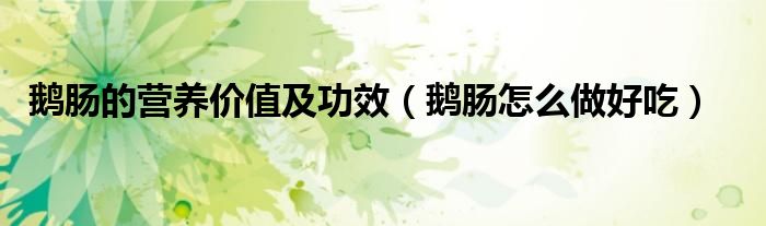 鵝腸的營(yíng)養(yǎng)價(jià)值及功效（鵝腸怎么做好吃）