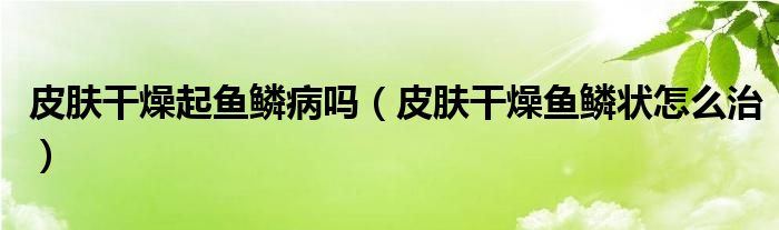 皮膚干燥起魚(yú)鱗病嗎（皮膚干燥魚(yú)鱗狀怎么治）