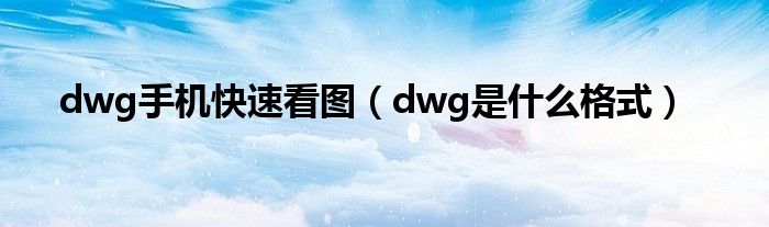 dwg手機(jī)快速看圖（dwg是什么格式）