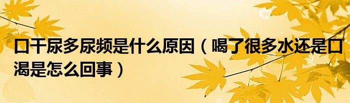 口干尿多尿頻是什么原因（喝了很多水還是口渴是怎么回事）