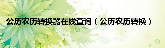 公歷農(nóng)歷轉(zhuǎn)換器在線查詢（公歷農(nóng)歷轉(zhuǎn)換）
