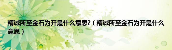 精誠所至金石為開是什么意思?（精誠所至金石為開是什么意思）