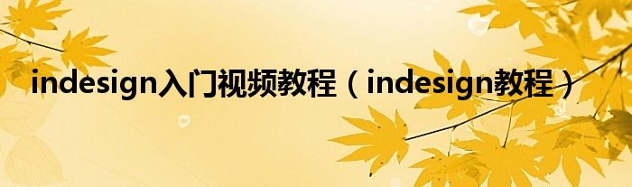 indesign入門視頻教程（indesign教程）