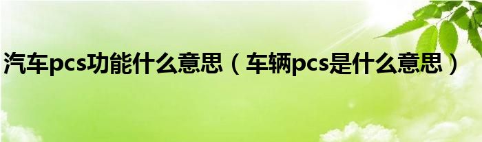 汽車pcs功能什么意思（車輛pcs是什么意思）