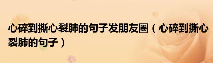 心碎到撕心裂肺的句子發(fā)朋友圈（心碎到撕心裂肺的句子）