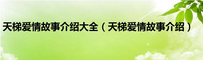 天梯愛(ài)情故事介紹大全（天梯愛(ài)情故事介紹）