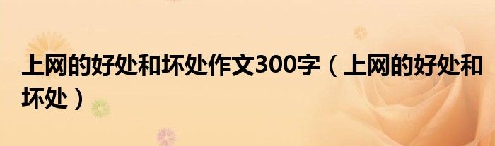 上網(wǎng)的好處和壞處作文300字（上網(wǎng)的好處和壞處）
