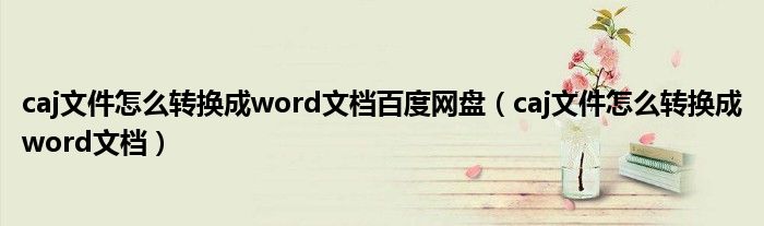 caj文件怎么轉(zhuǎn)換成word文檔百度網(wǎng)盤（caj文件怎么轉(zhuǎn)換成word文檔）
