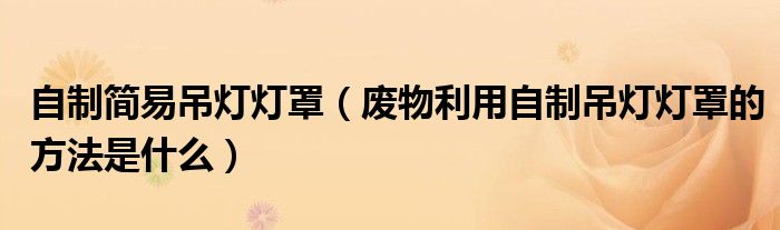 自制簡易吊燈燈罩（廢物利用自制吊燈燈罩的方法是什么）