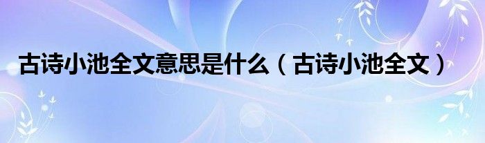 古詩小池全文意思是什么（古詩小池全文）
